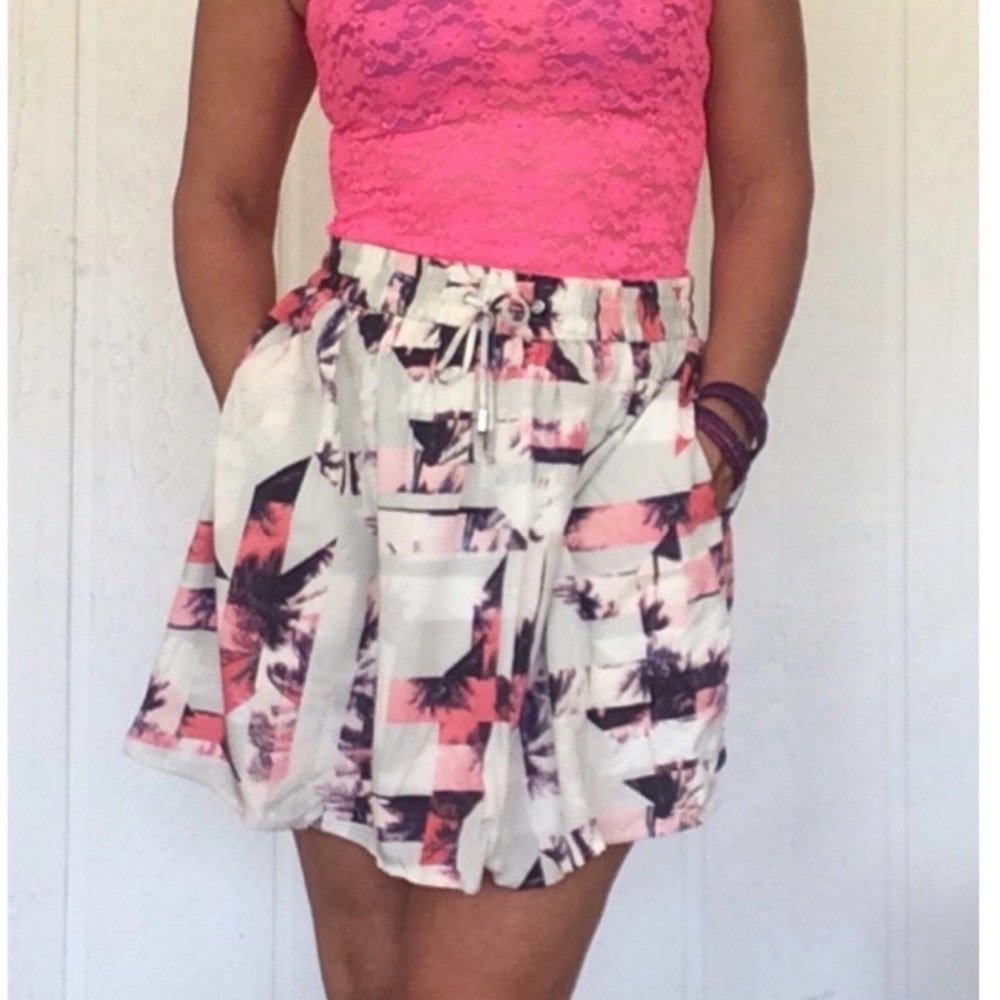 1 STATE Palm Tree Print A Line Skirt size L